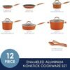 Rachael Ray Cucina Nonstick Cookware Pots and Pans Set, 12 Piece, Pumpkin Orange - Image 10