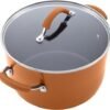 Rachael Ray Cucina Nonstick Cookware Pots and Pans Set, 12 Piece, Pumpkin Orange - Image 3